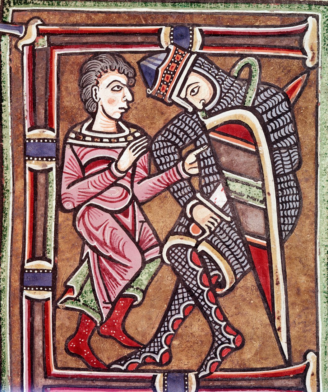 Initial Letter E with David and Uriah by Unknown artist
