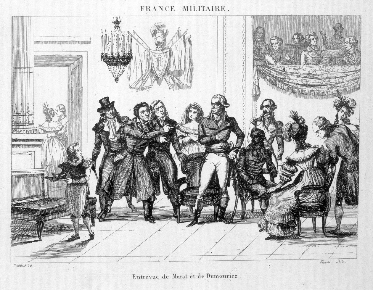 Interview of Joachim Murat (1767-1815) and Dumouriez (1739 - 1823) - Engraving of the 19th century by Unknown artist