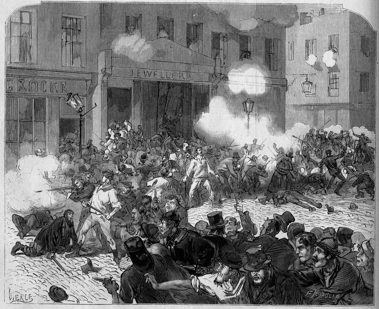 Ireland 1872: Belfast troubles, struggle between Orangists and Catholics by Unknown artist