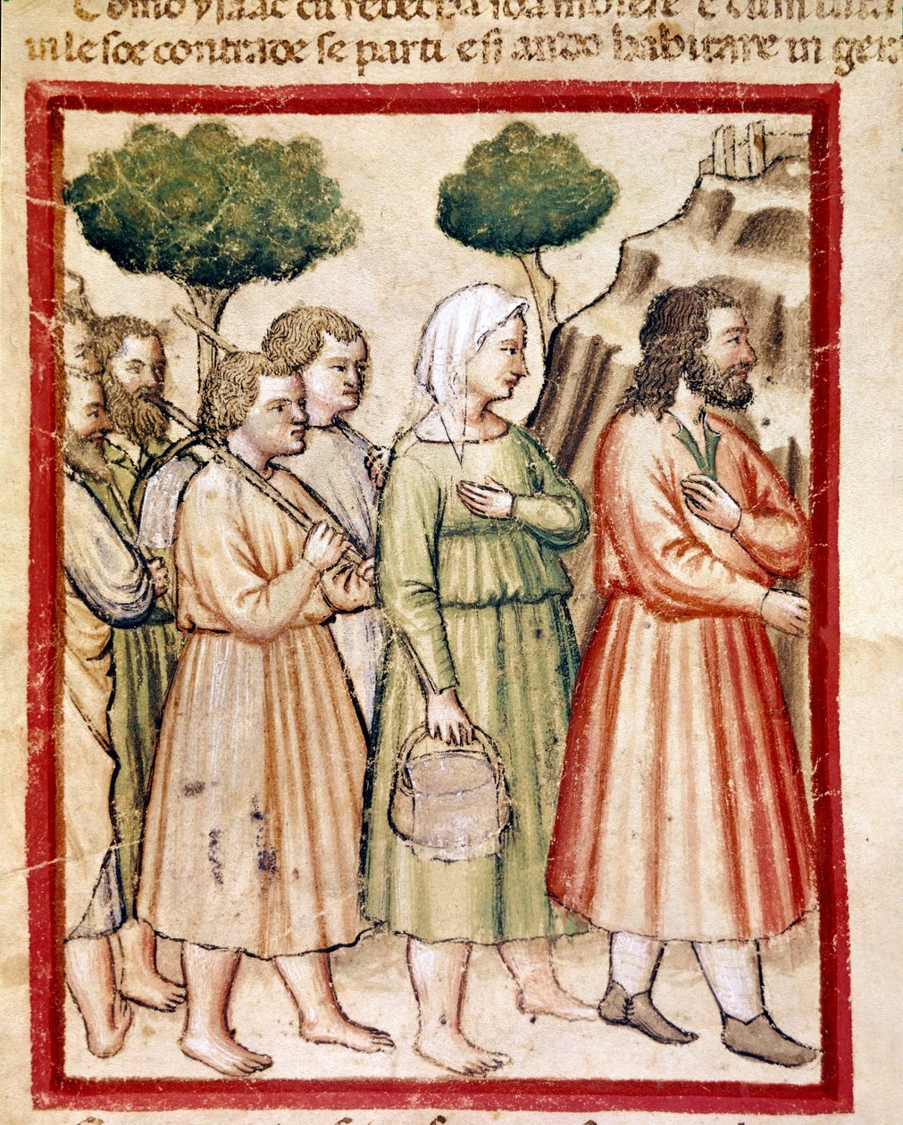 Isaac and his family suffering from famine emigrating to the lands of King Abimelech by Unknown artist