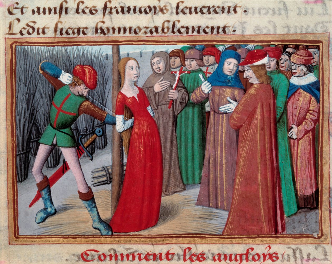 Joan of Arc (1412-1431), Installed on the Butcher. Miniature from the Manuscript of 