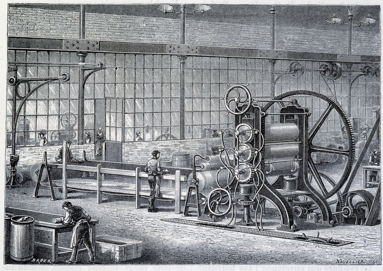 Large rolling mill to reduce blocks of purified rubber into sheets - in 