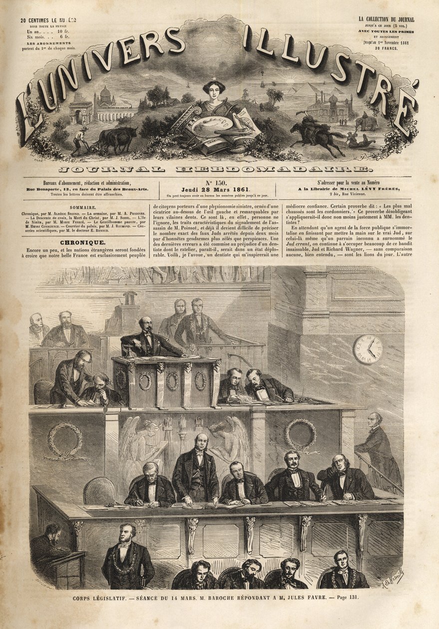 Legislative Body - Session of 14 March 1861 - Pierre Jules Baroche Answering to Jules Favre by Unknown artist