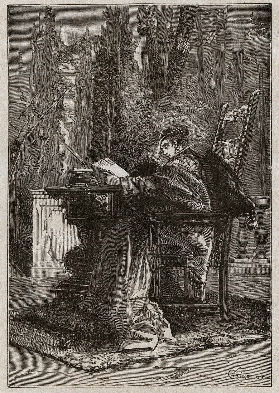 Lucrezia Borgia (1480-1519) by Dying Hand to Leon X (Leone 10) (1475-1521) - engraving from 
