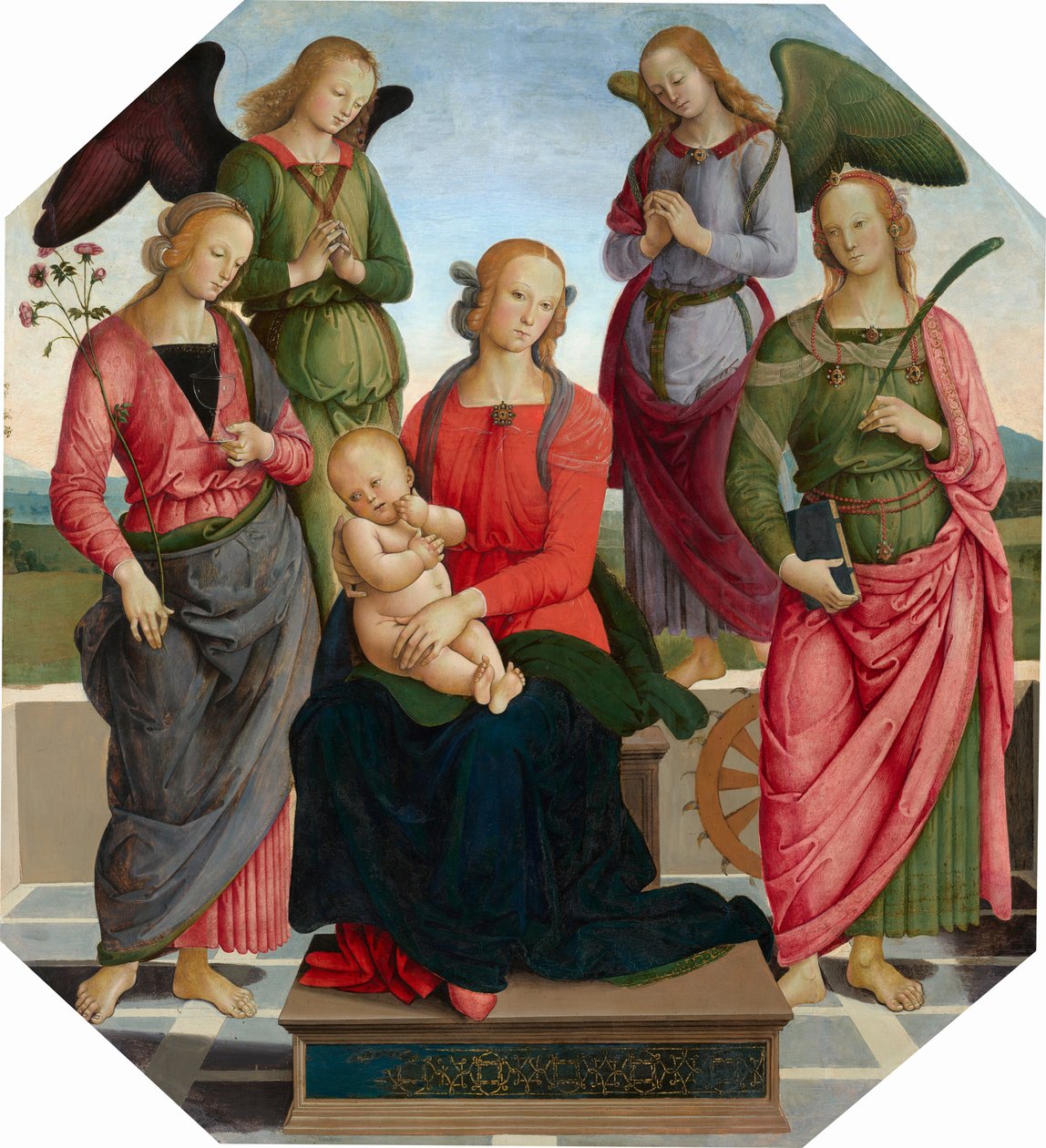 Madonna and Child with Two Angels, Saint Rose, and Saint Catherine of Alexandria by Unknown Artist