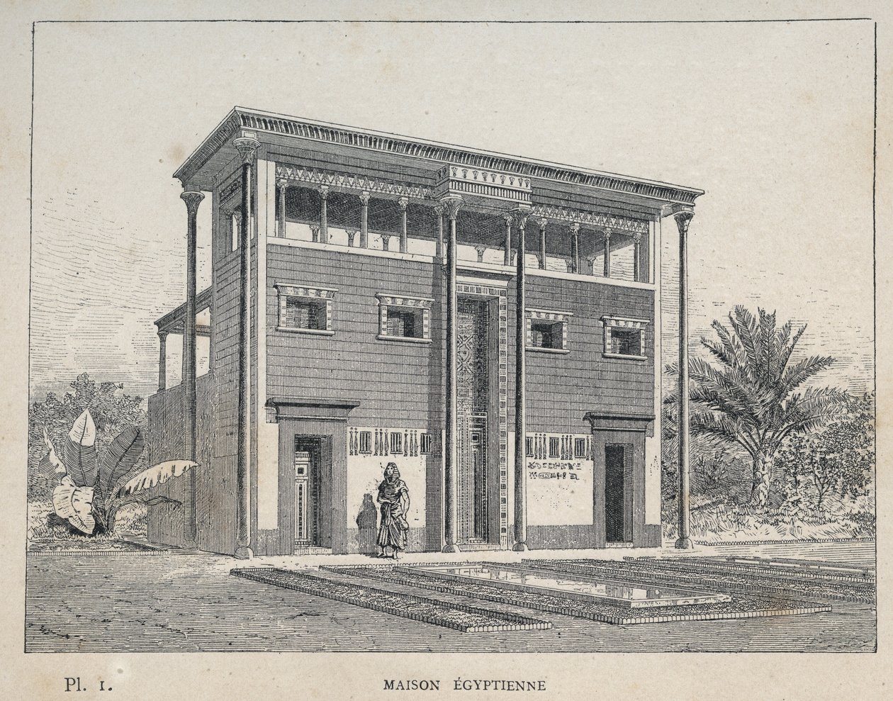 Egyptian House - Engraving of 1889 in 