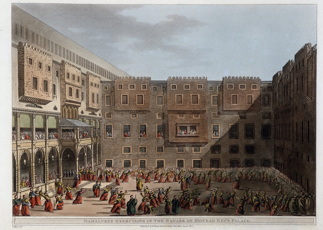 Mamluks practicing in the courtyard of the Palace Mourad Bey - in 