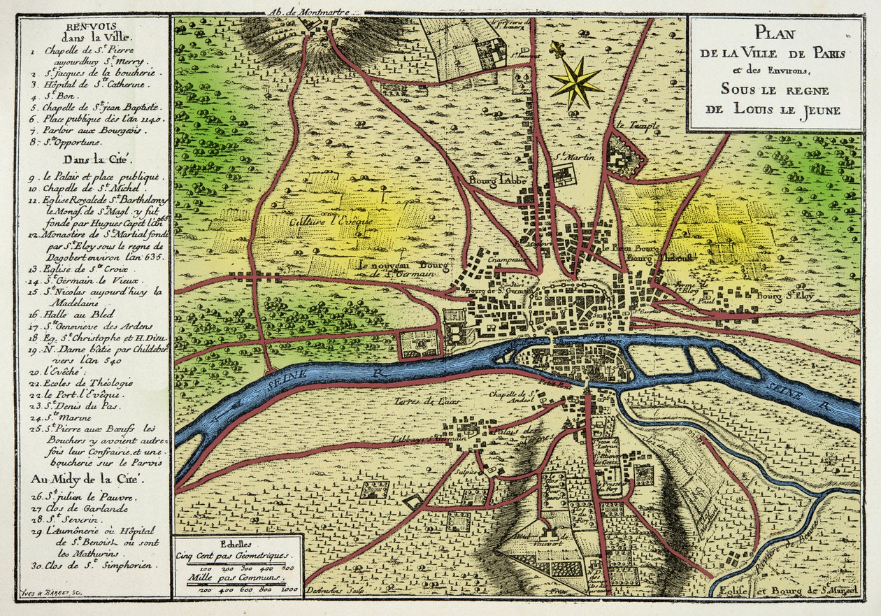 Map of the City of Paris Under the Reign of Louis VII