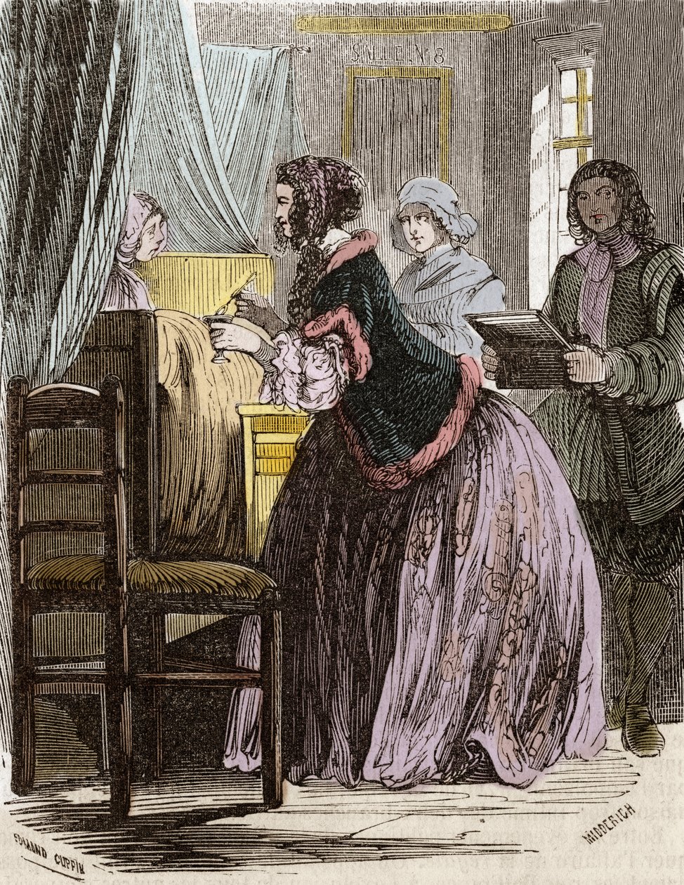 Marquise de Brinvilliers poisoning the patients of the Hotel Dieu in Paris by Unknown artist
