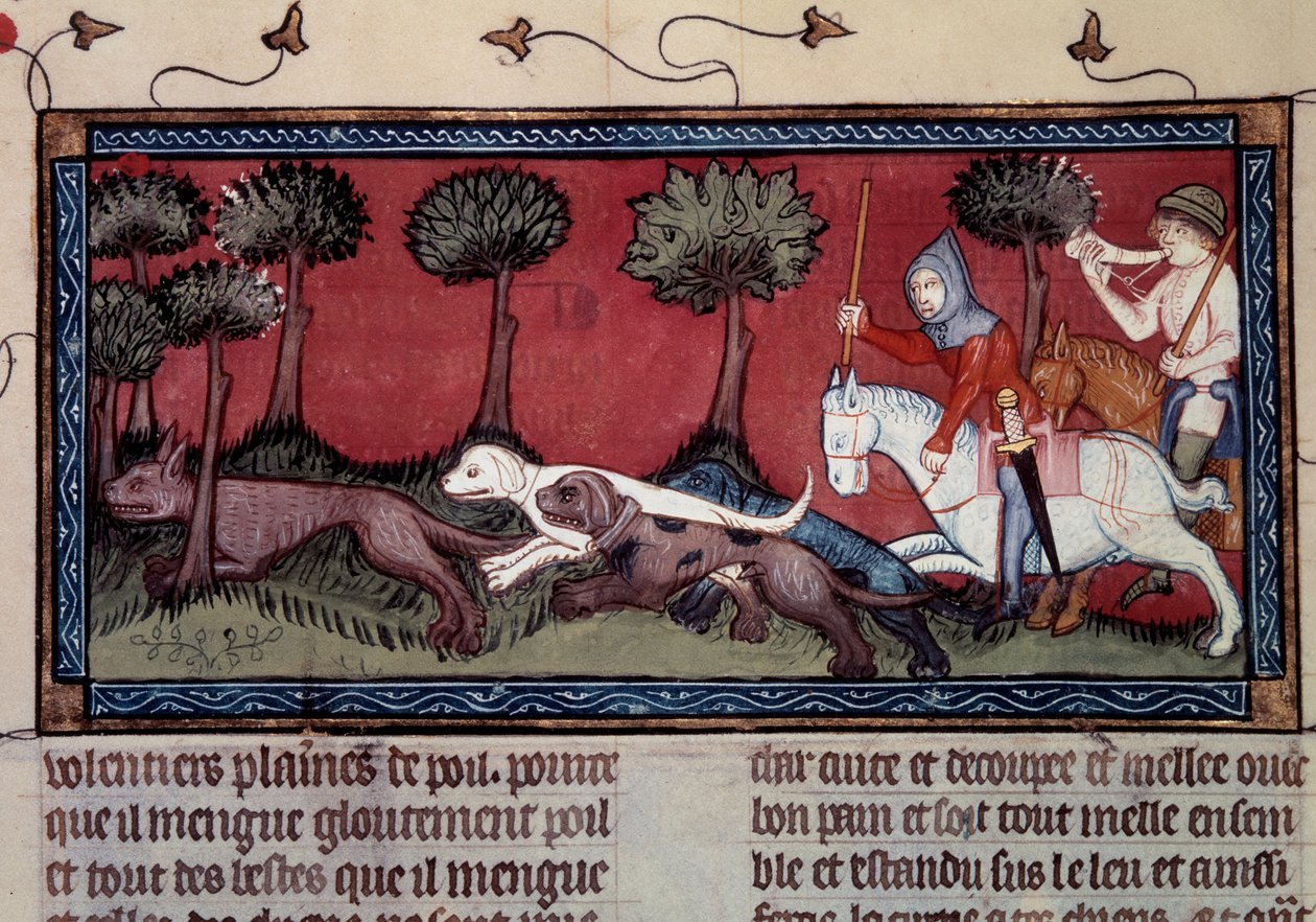 Miniature Fox Hunt from the Book of King Modus and Queen Ratio by Henri de Ferrieres by Unknown artist