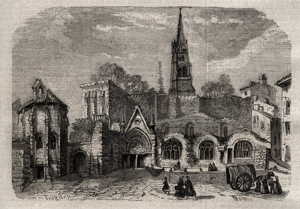 Monolithic church in Saint-Emilion - Church monolith of Saint Emilion in Gironde - engraving in 