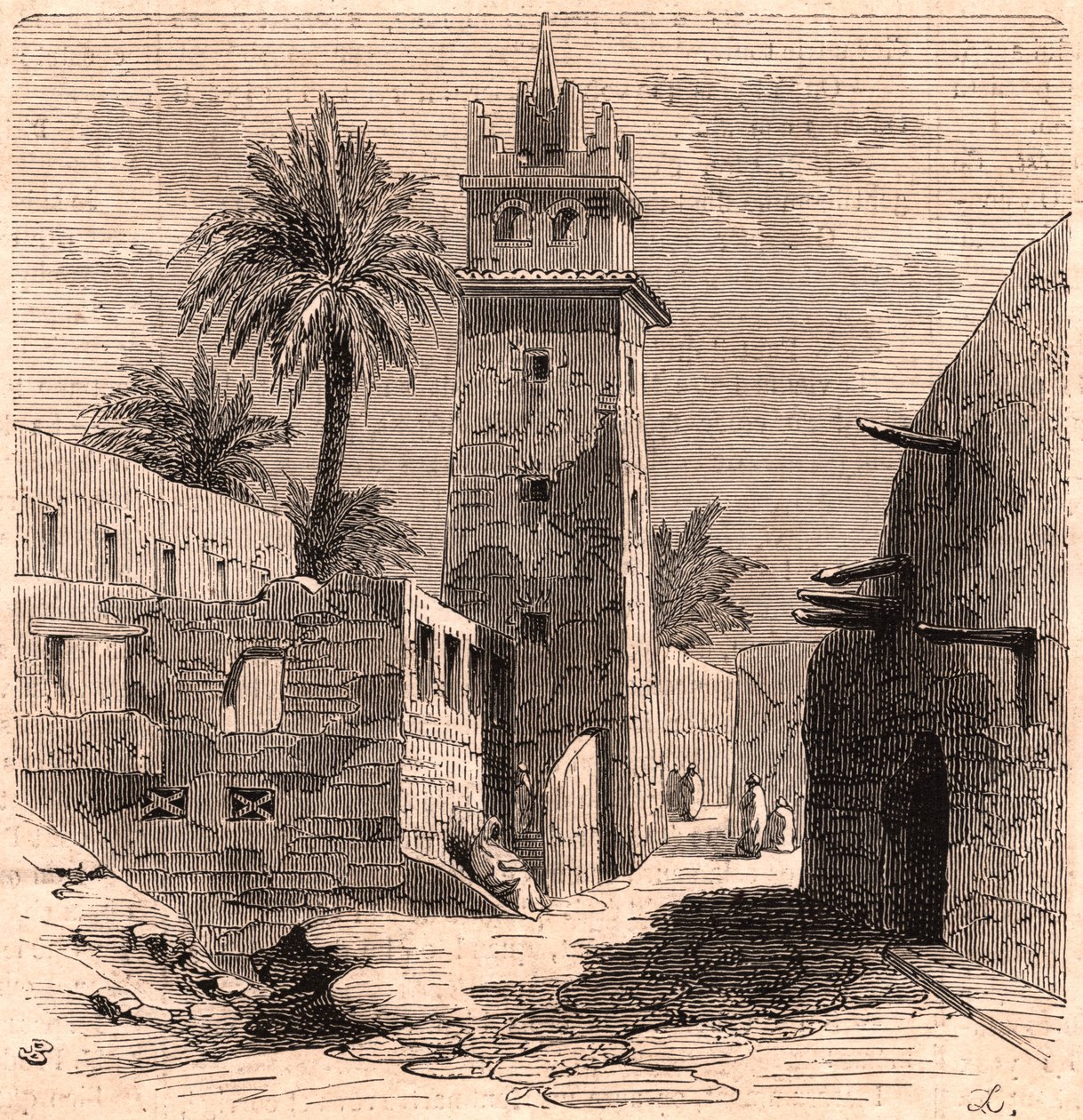 Mosque in the old Biskra in Algeria in 1866 by Unknown