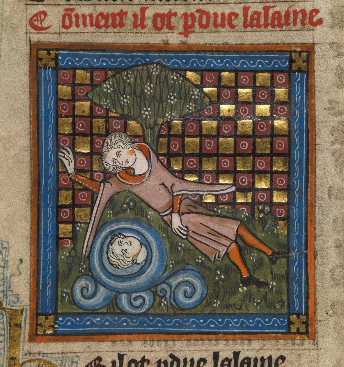 Narcissus admiring his reflection in a fountain, from 'Le Roman de la ...