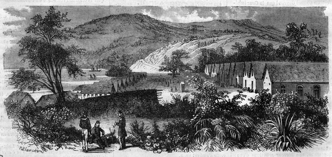 New Caledonia - the penitentiary of the island Nou - Engraving of 1870 by Unknown artist