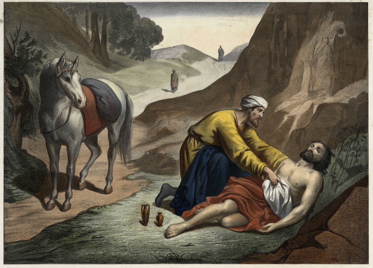 Parable of the Good Samaritan: the Samaritan stopped on his way to ...