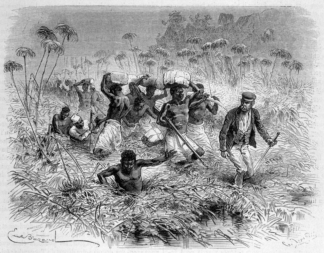 Passage of the Chisera by Livingstone and Its Porters - 