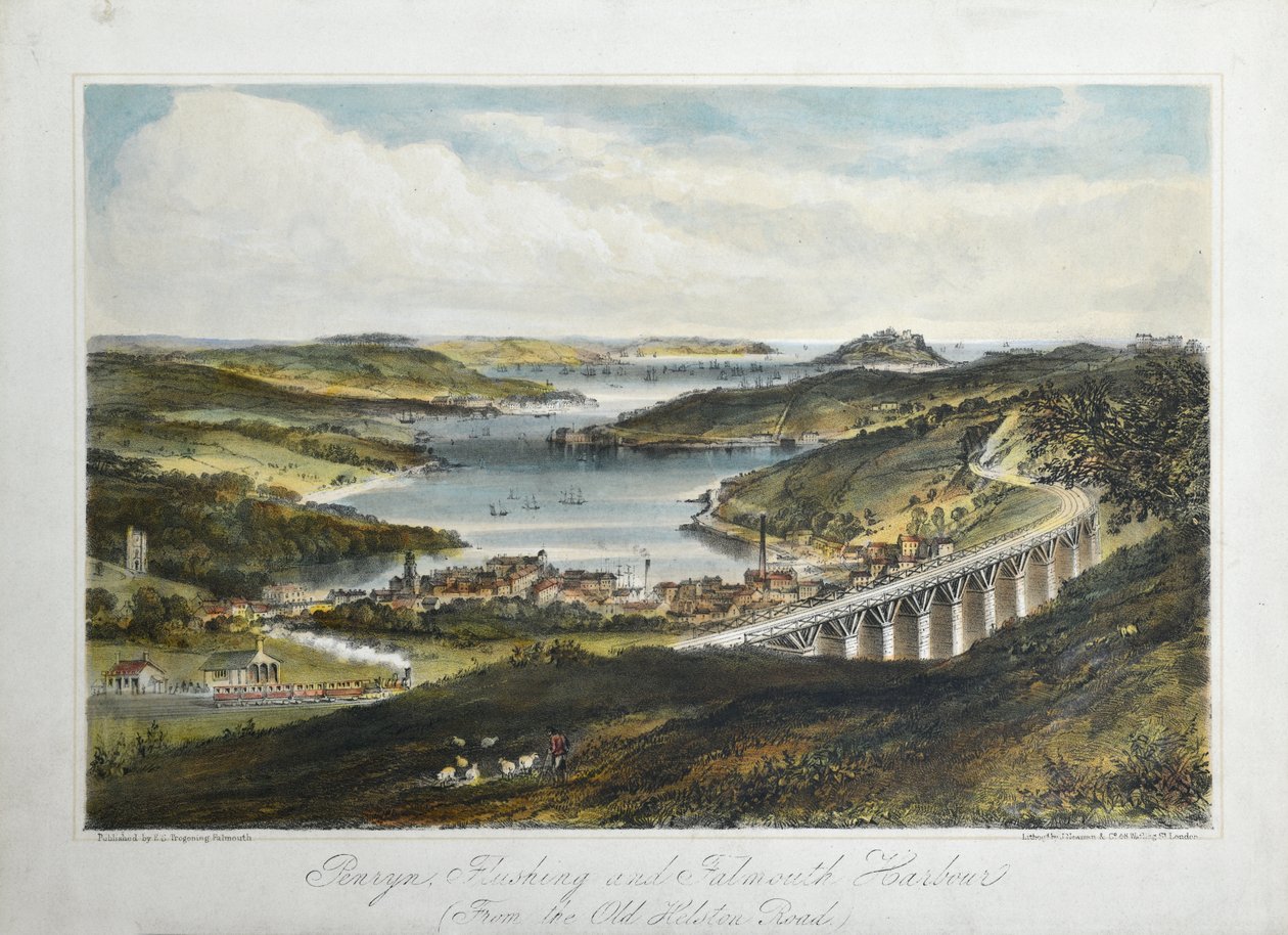 Penryn, Flushing and Falmouth Harbours (from the Old Helton Road), c.1860-80 by Unknown artist