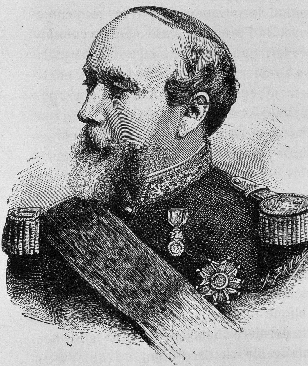 Portrait of Admiral Pothuau (1815-1882). Engraving from 