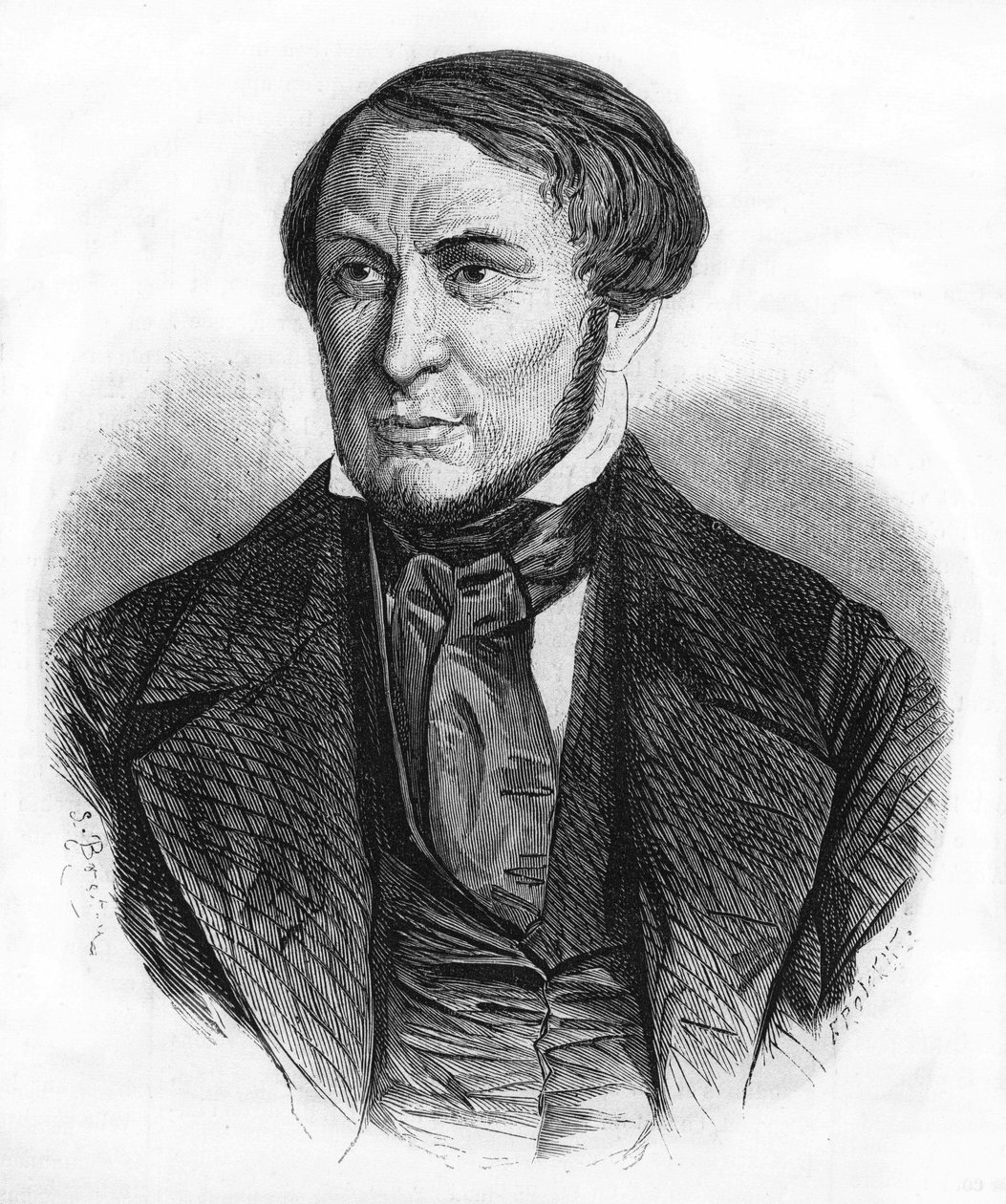 Portrait of Auguste Barbier (1805-1882), French writer. Engraving of 1870 by Unknown artist