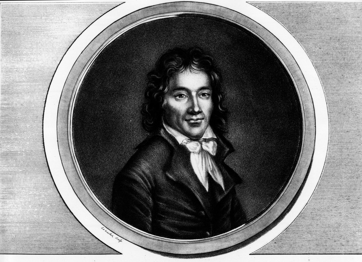 Portrait of Camille Desmoulins (1760-1794), depute of Paris. Engraving in 