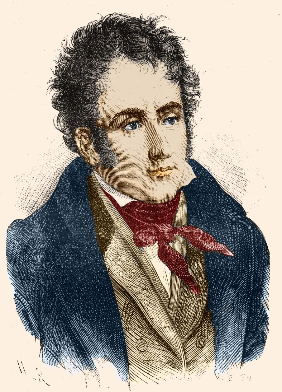 Portrait of Chateaubriand. Engraving 19th Century by Unknown artist