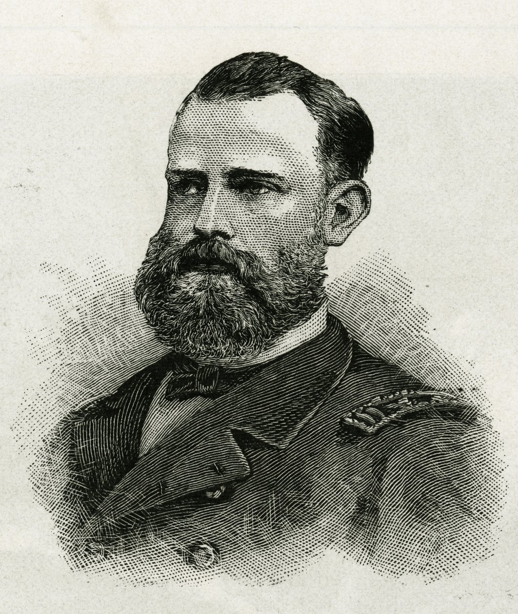 Portrait of First Lieutenant Chipp, the crew of La Jeannette, for the mission to North Pole. Engraving to illustrate 