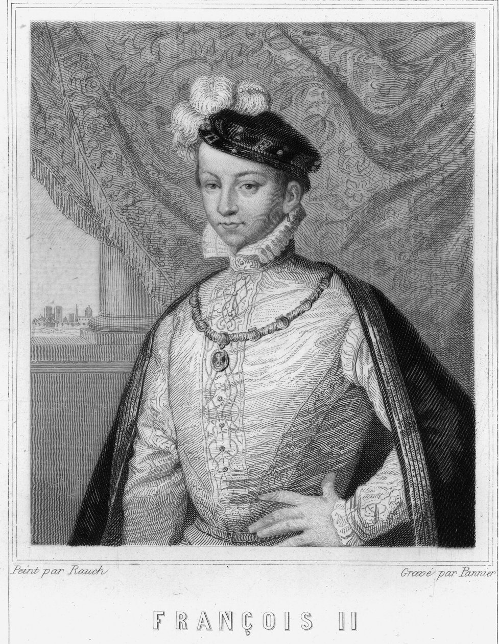 Portrait of Francois II (1544 - 1560), King of France - in Histoire des Français by Lavallée, engraving, sd by Unknown artist