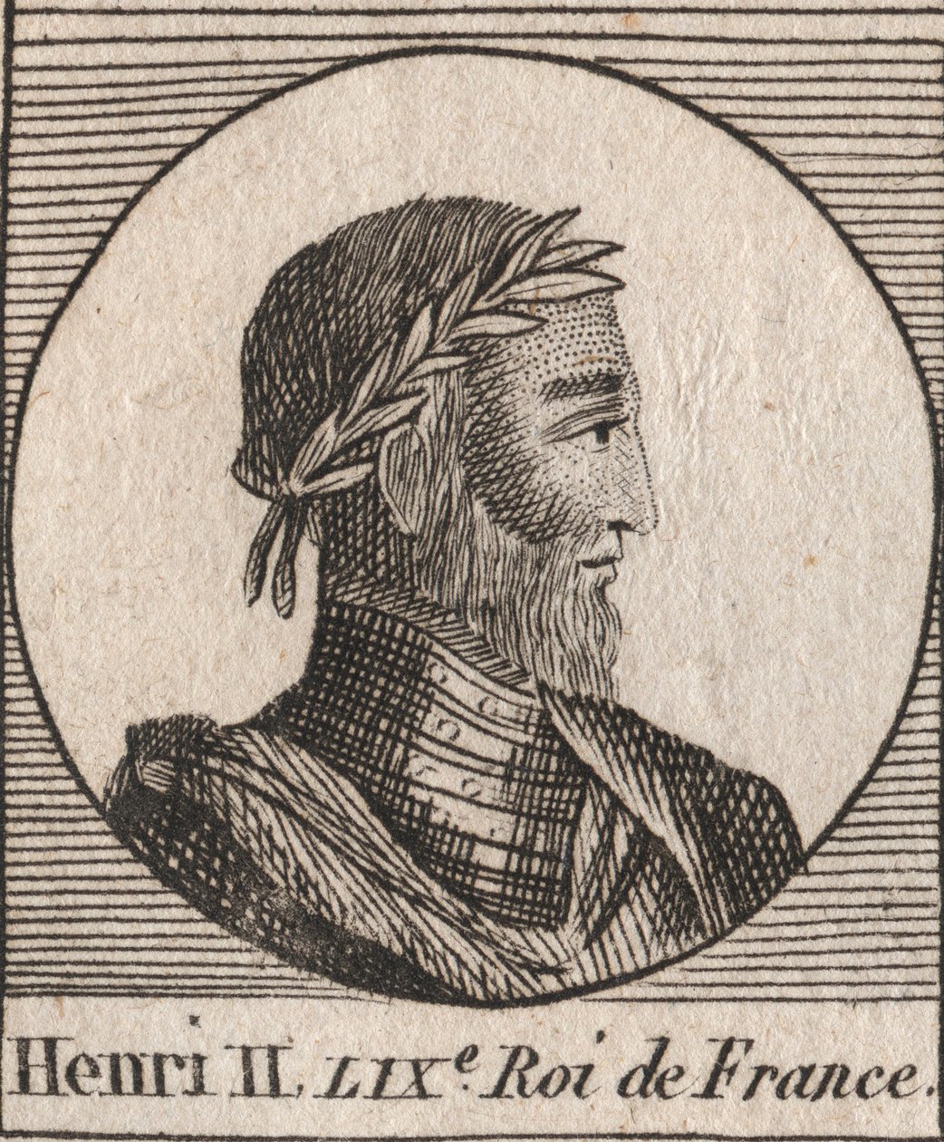 Portrait of Henry II (1519-1559) King of France - engraving from “Instruction sur l