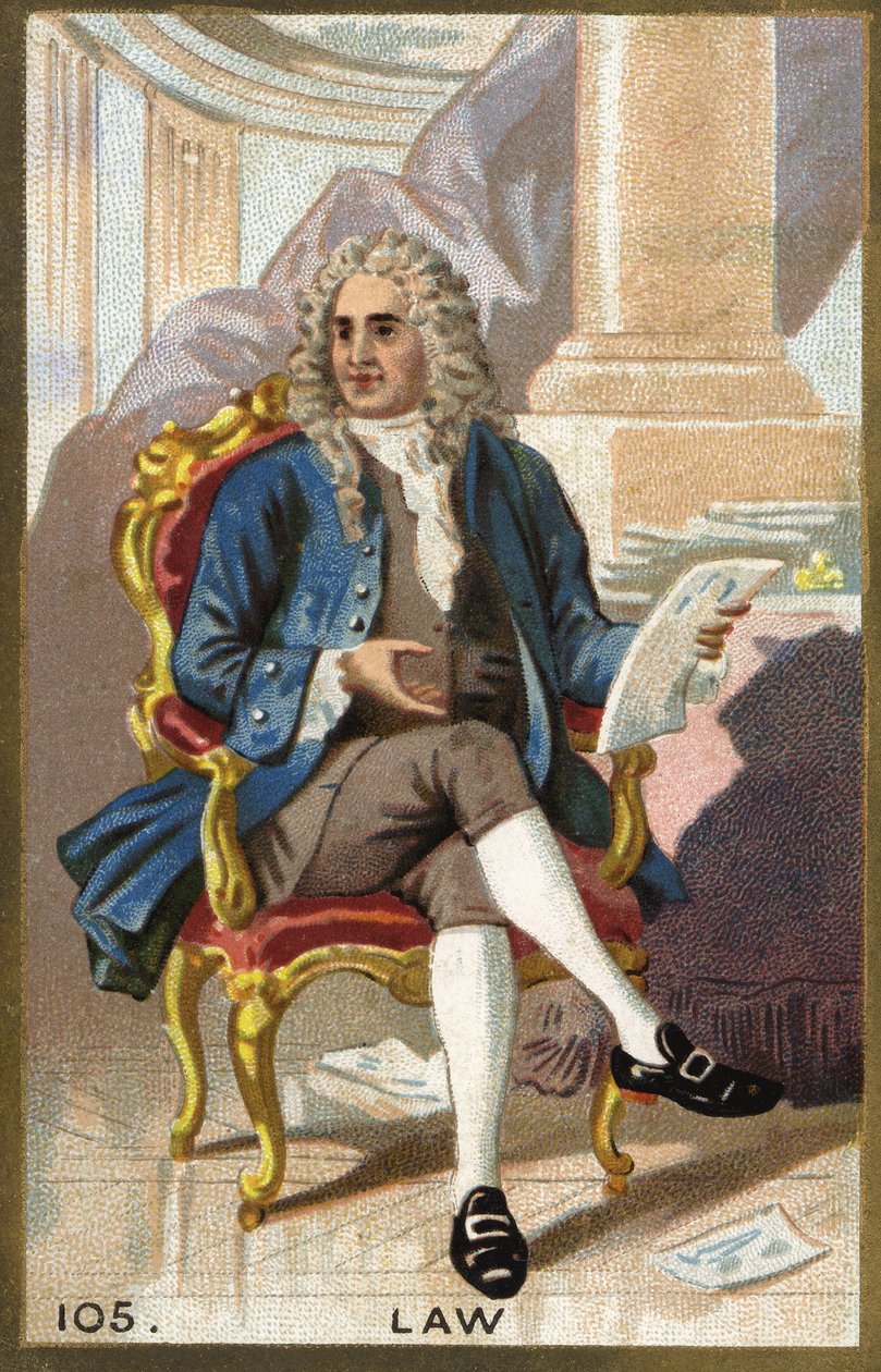 Portrait of John Law (1671 - 1729), Scottish financier. 19th century chromolithography. by Unknown artist
