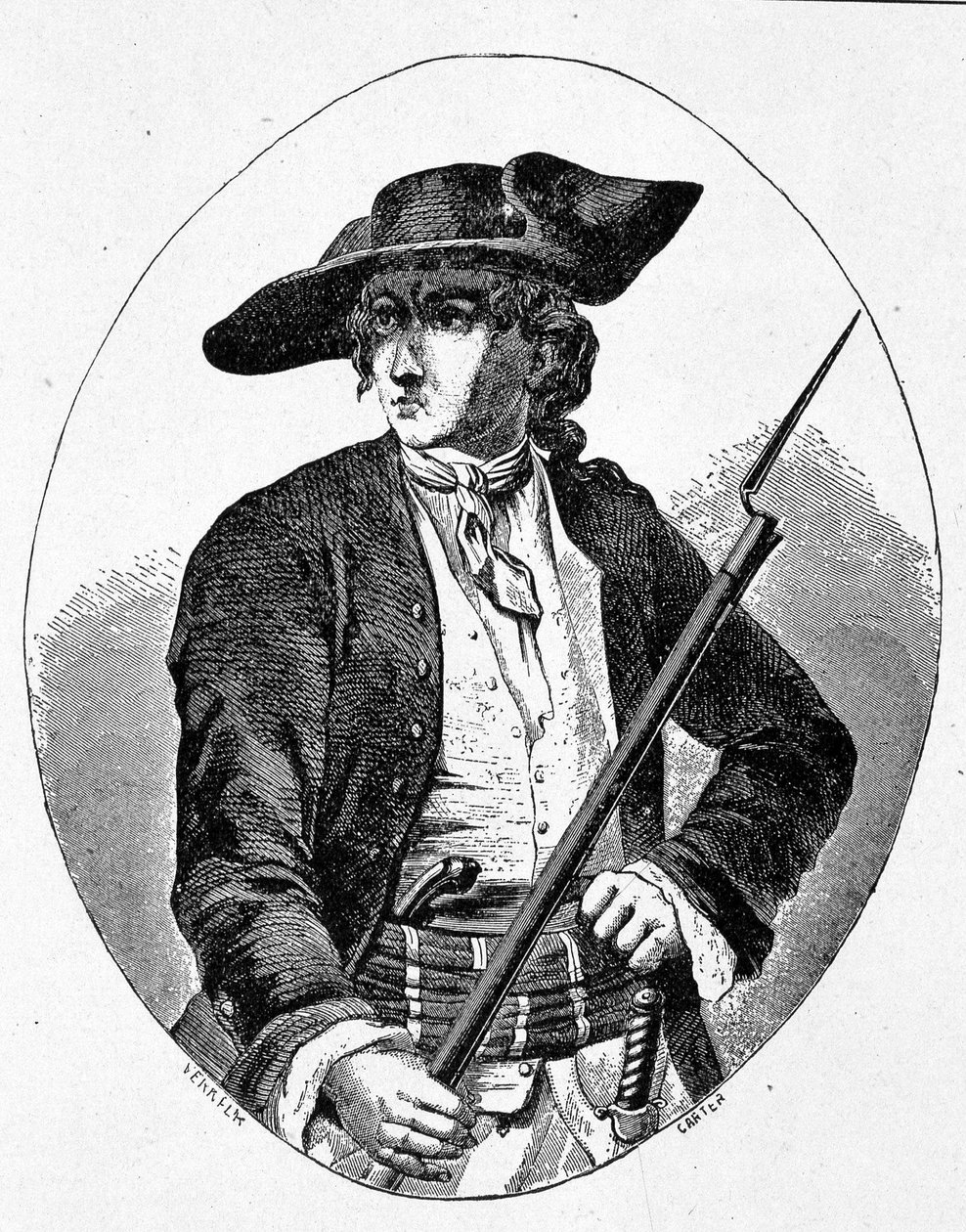 Portrait of Mandrin - engraving by Unknown artist