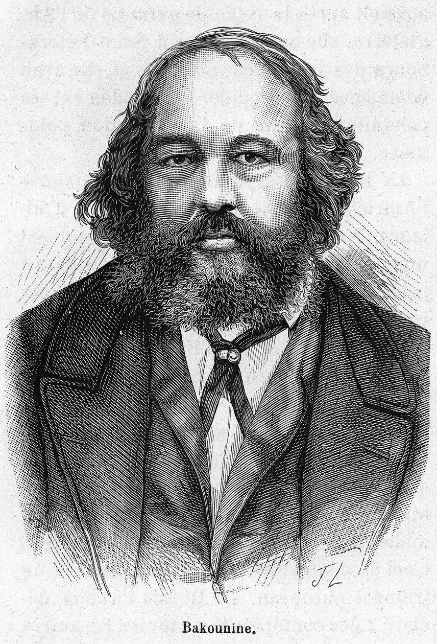 Portrait of Mikhail Aleksandrovich Bakunin (1814 - 1876), Russian Anarchist Revolutionary. Engraving 19th century by Unknown artist