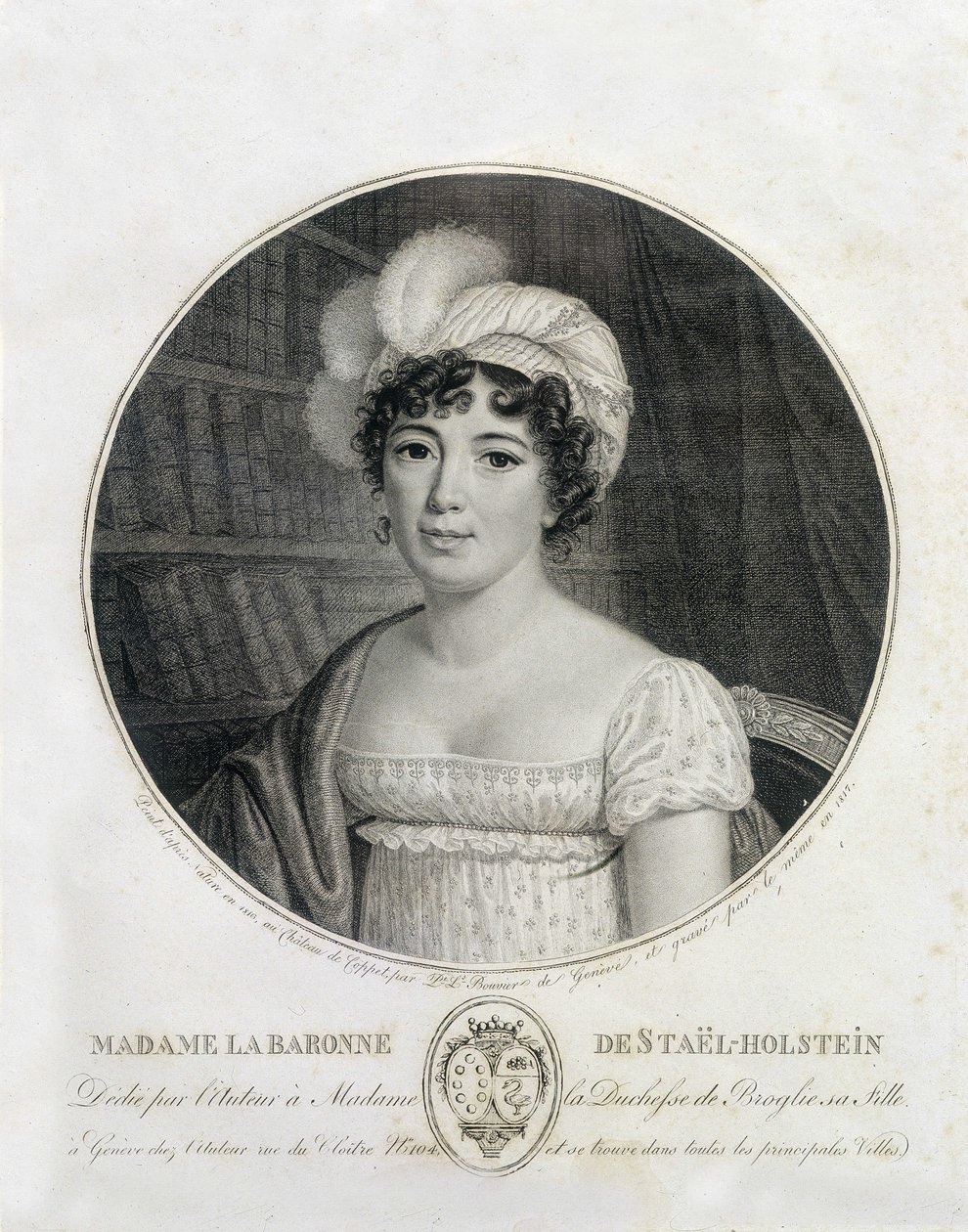 Portrait of Mme de Staël - engraving by Unknown artist