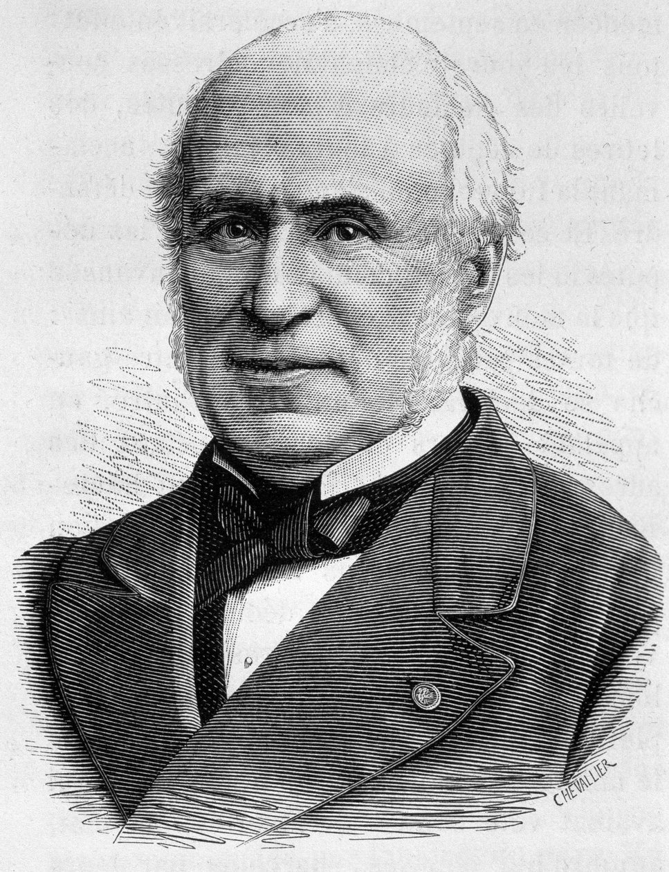 Portrait of Pierre Charles Chesnelong (1820 - 1899). Engraving of the end of the 19th century in 