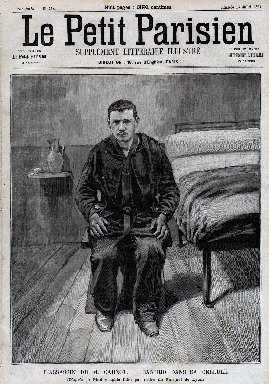 Portrait of Sante Caserio, Assassin of Sadi Carnot, in Prison by Unknown artist