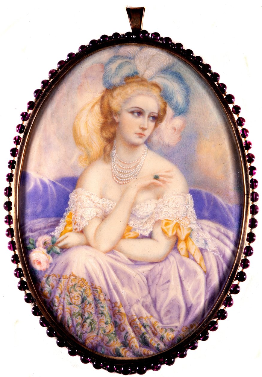 Portrait of The Countess of Castiglione (1837-1899) (Virginia Elisabetta Luisa Carlotta Antonietta Teresa Maria Oldoini). Miniature on ivory by Unknown artist