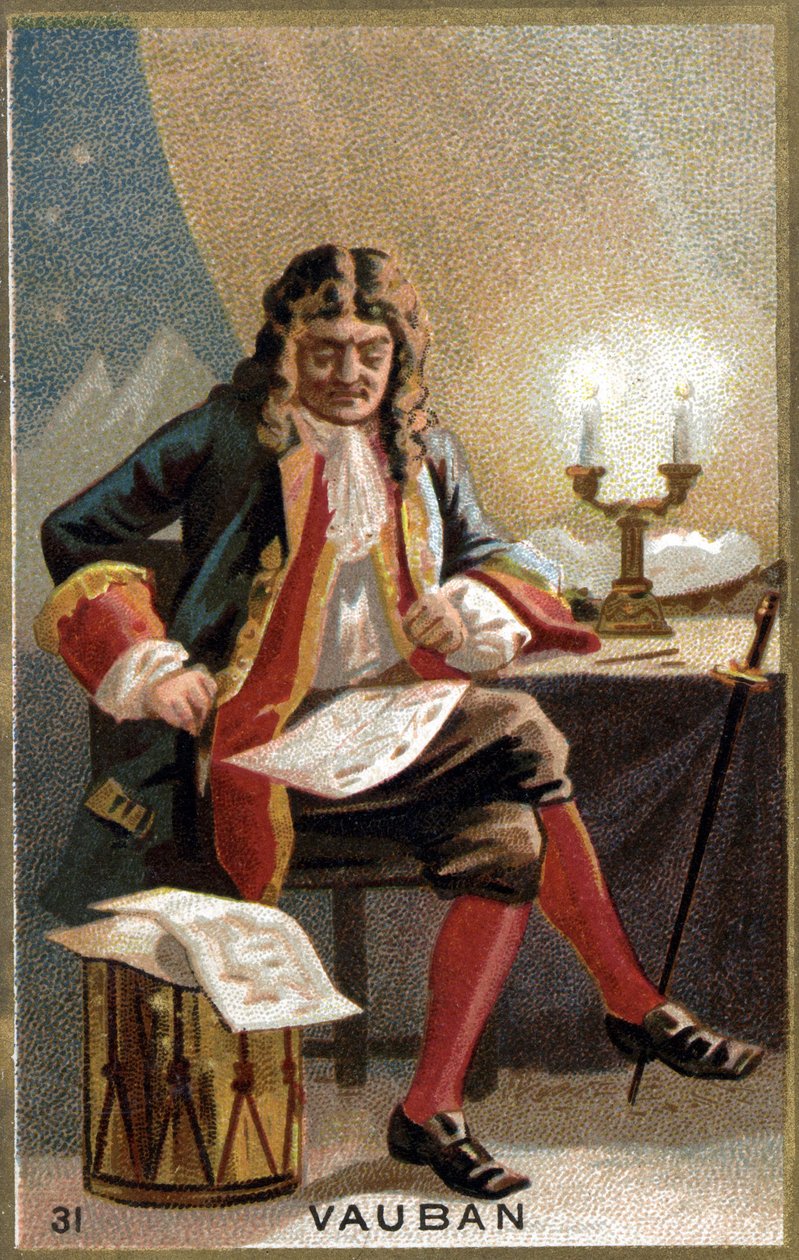 Portrait of Vauban (1633 - 1707). (Sébastien Le Prestre de Vauban) Marshal of France and military engineer. Chromolithography of the 19th century by Unknown artist