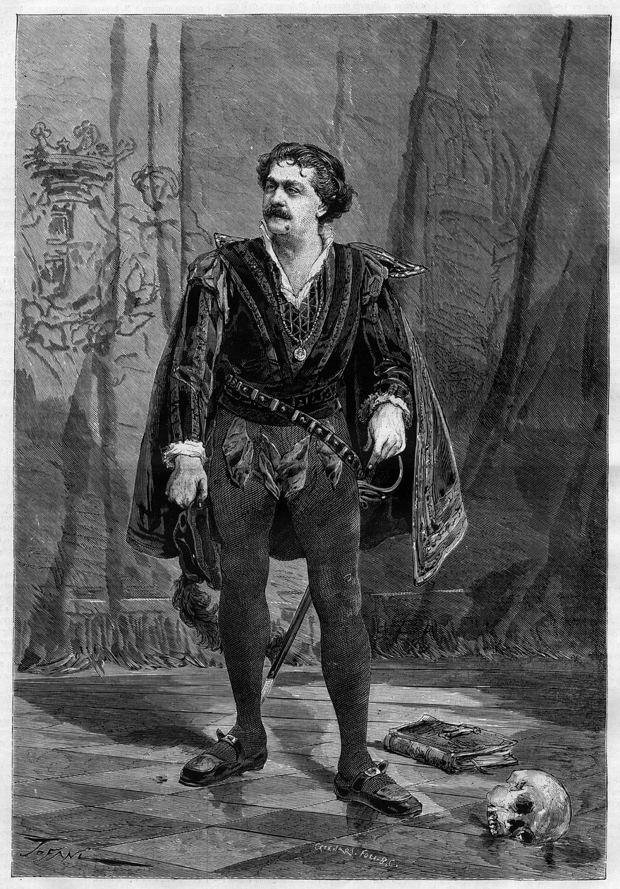 Portrait of actor Ernesto Rossi in the role of Hamlet by William Shakespeare at the theatre Ventadour in Paris in 1875. by Unknown artist