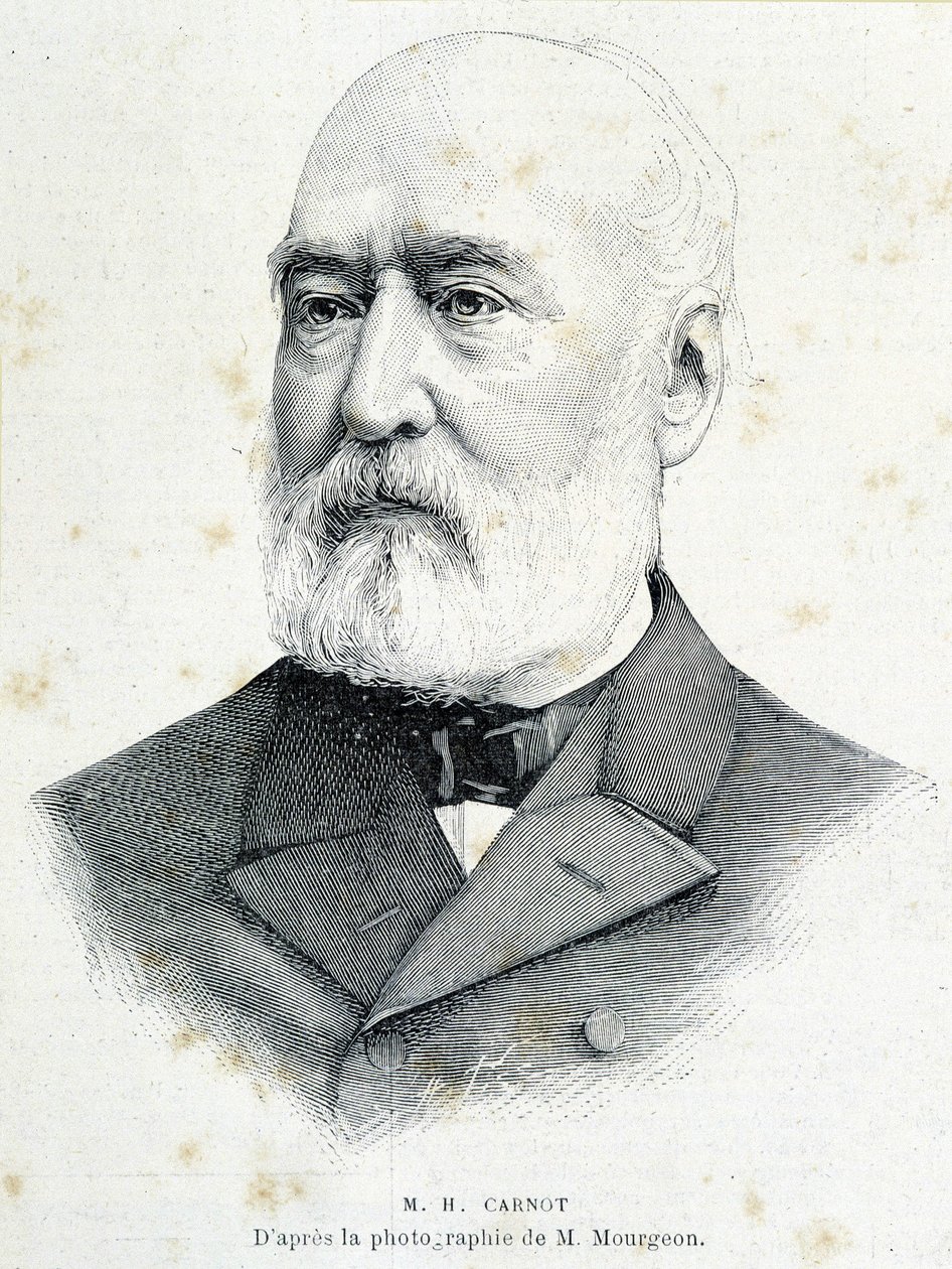 Portrait of the French politician Lazare Hippolyte Carnot (1801 - 1888). Engraving after Mourgeon