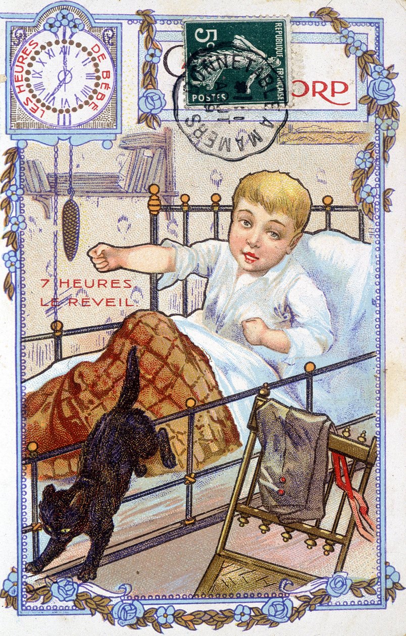 Postcard showing the course of a child