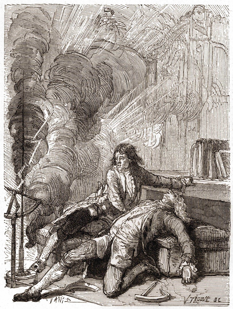 Professor Georges Guillaume Richmann died in his workshop following an experiment with an electrometer by Unknown artist
