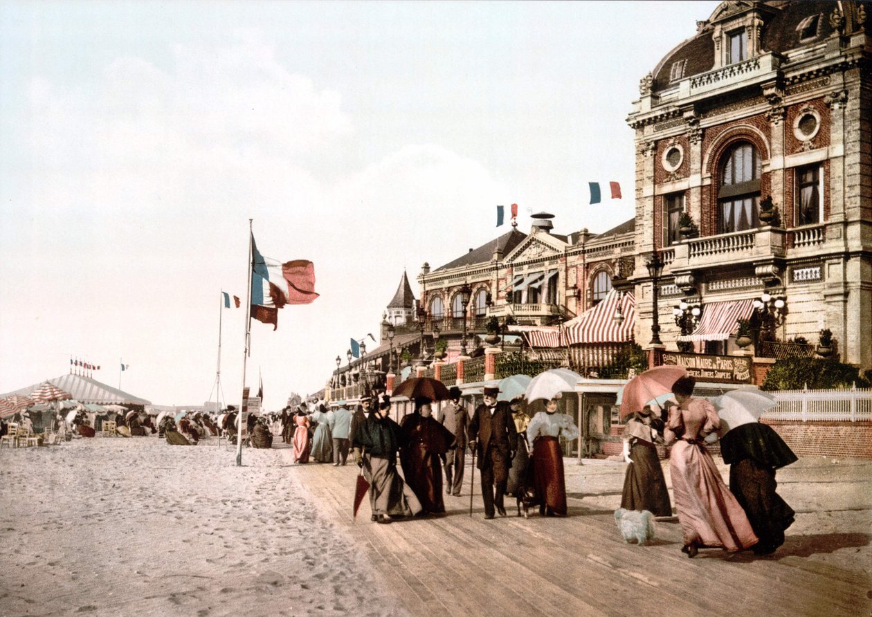 Promenade - Grand salon - Trouville. Photochrome ca. 1890 by Unknown artist