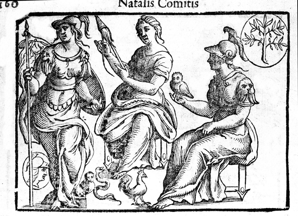 Representation of the divinity Athena. Engraving from Mythologiae sive explicationes fabularum by Natalis Comitis. 1637 by Unknown artist