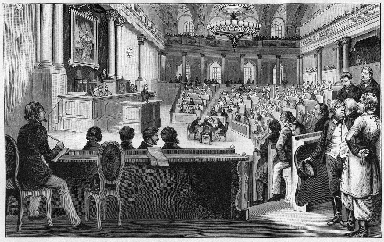 Revolution in Vienna 1848 - The meeting of the first Austrian Constituent Assembly, July 1848, at the Spanish Riding School in Vienna, Austria by Unknown artist