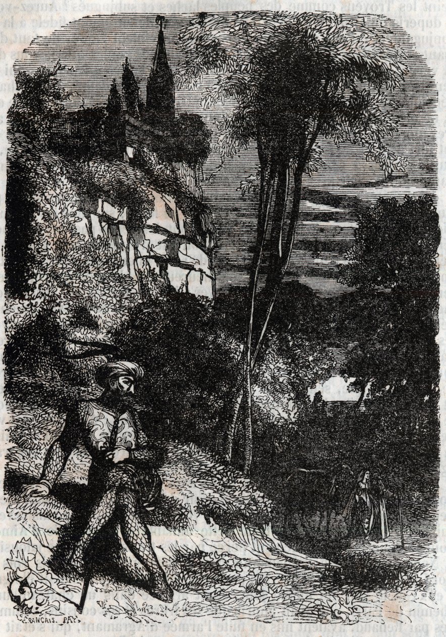 Rodomont, Isabella and the Old Hermit - 1851 engraving from 