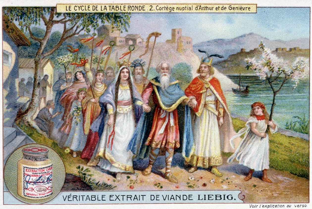 Round table cycle (2): Bridal procession of King Arthur and Juniper, Liebig Chromolithography, sd. 19th century by Unknown artist