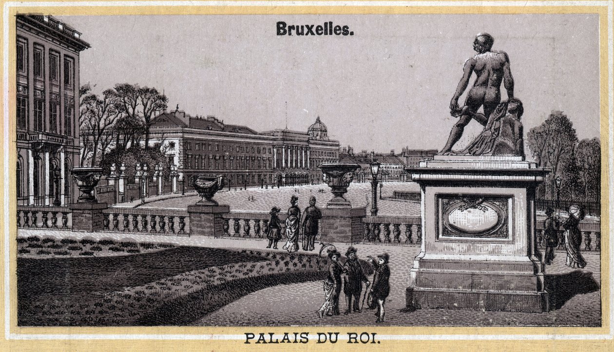 Royal Palace of Brussels, Belgium. Chromolithography of the end of the 19th century by Unknown artist