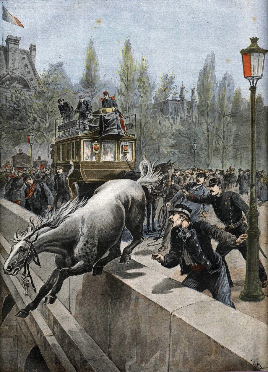 Royal Bridge in Paris in 1898: A Horse Committed Suicide by Unknown Artist