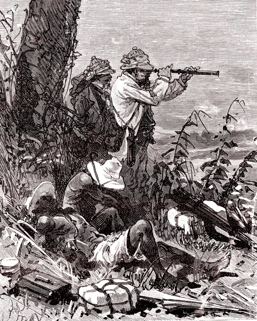 Rubber Engineers Exploring Rubber Fields in Guyana by Unknown artist