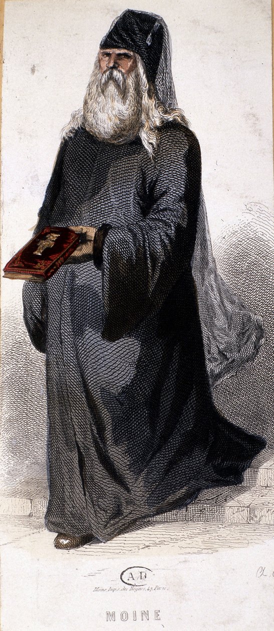 Russian Orthodox Monk. Engraving by Unknown artist