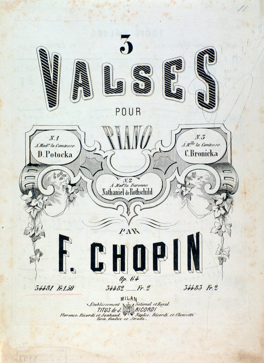 Sheet music for 3 waltzes for piano op. 64, by Frederic Chopin by Unknown artist